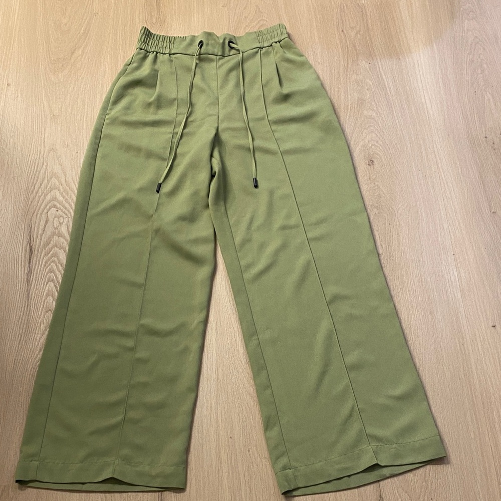 Topshop Green Wide-Leg Pants